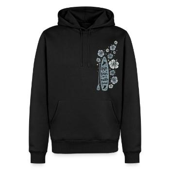 La vie est meilleure sur une planche à pagaie - bleu - Sweat à capuche Premium bio Homme - noir - Devant - Nico (187cm)