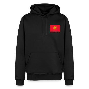 Kirghizistan - Sweat à capuche Premium bio Homme - noir - Devant - Nico (187cm)