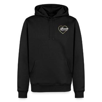 Jesus loves you - Men’s Premium Organic Hoodie - black - Front - Nico (187cm)