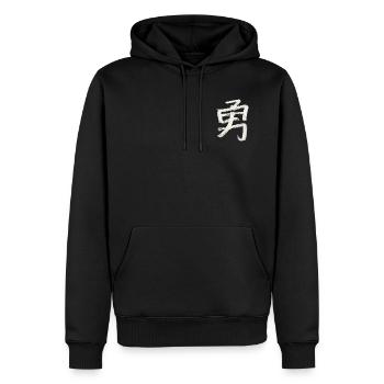 Mut (Japanisch) Schriftzeichen Kanji - Kohle - Männer Premium Bio Hoodie - Schwarz - Vorne - Nico (187cm)