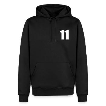 11 - Men’s Premium Organic Hoodie - black - Front - Nico (187cm)