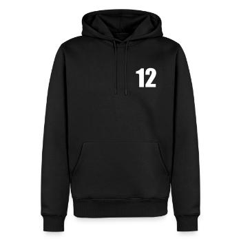 12 - Men’s Premium Organic Hoodie - black - Front - Nico (187cm)
