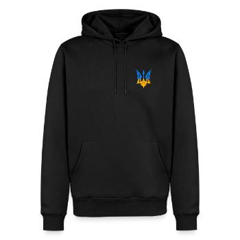 Ukraine Support Trident Ukrainian Logo - Men’s Premium Organic Hoodie - black - Front - Nico (187cm)