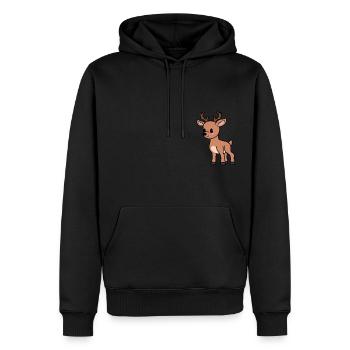 Mack das Reh - Männer Premium Bio Hoodie - Schwarz - Vorne - Nico (187cm)