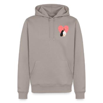 Couple romantique - Sweat à capuche Premium bio Homme - taupe - Devant - Nico (187cm)