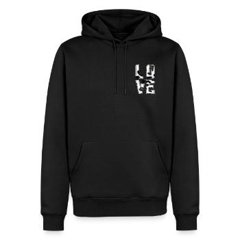 love Kuh Liebe cow pattern Muster Shirt Pullover - Männer Premium Bio Hoodie - Schwarz - Vorne - Nico (187cm)