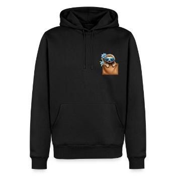 Faultier Brusttasche - Männer Premium Bio Hoodie - Schwarz - Vorne - Nico (187cm)