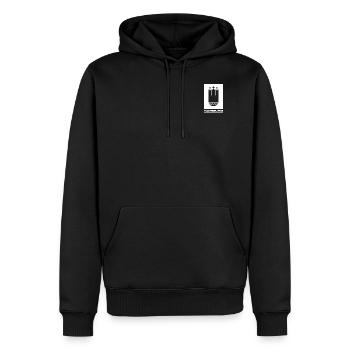 Hambourg Logo Wappen Weiß, Hambourg au cœur - Sweat à capuche Premium bio Homme - noir - Devant - Nico (187cm)