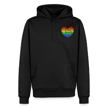 Gay Pride LGBT Pride drapeau coeur amour - Sweat à capuche Premium bio Homme - noir - Devant - Nico (187cm)