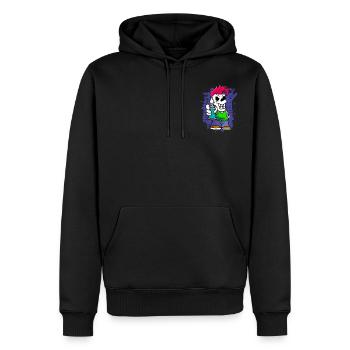 Punker Skelett mit Sprühdose Graffiti Künstler - Männer Premium Bio Hoodie - Schwarz - Vorne - Nico (187cm)