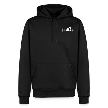 Camionneur grue grue conducteur battement de coeur - Sweat à capuche Premium bio Homme - noir - Devant - Nico (187cm)
