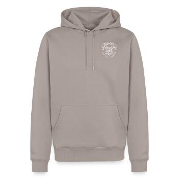 Harry Potter Coat of Arms of Hogwarts small - Men’s Premium Organic Hoodie - taupe - Front - Nico (187cm)
