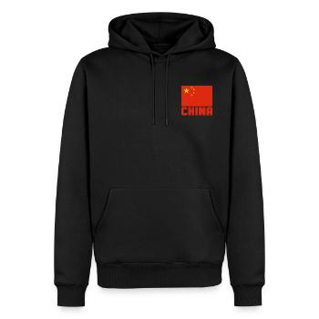 China - Männer Premium Bio Hoodie - Schwarz - Vorne - Nico (187cm)
