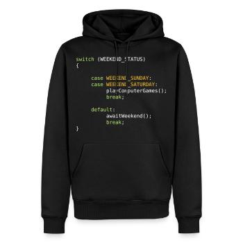 JAVA CODE - SWITCH - GAMING ON WEEKENDS - Männer Premium Bio Hoodie - Schwarz - Vorne - Nico (187cm)