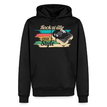 rockabilly - Sweat à capuche Premium bio Homme - noir - Devant - Nico (187cm)