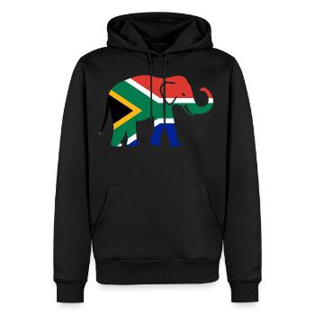 Afrique du Sud Drapeau Afrikaans Suid-Afrique Eléphant - Sweat à capuche Premium bio Homme - noir - Devant - Nico (187cm)