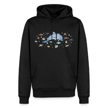 Delphin - Männer Premium Bio Hoodie - Schwarz - Vorne - Nico (187cm)