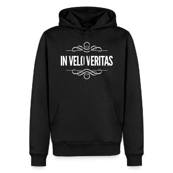 In velo veritas - Men’s Premium Organic Hoodie - black - Front - Nico (187cm)