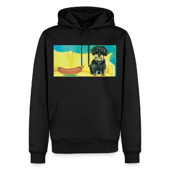 Hund mit Wurst - Moderne Malerei - Männer Premium Bio Hoodie - Schwarz - Vorne - Nico (187cm)