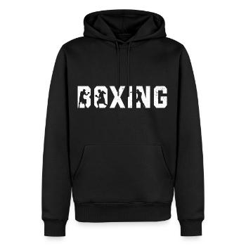 Boxing Design - MMA Kampfsport Boxen Boxer - Männer Premium Bio Hoodie - Schwarz - Vorne - Nico (187cm)