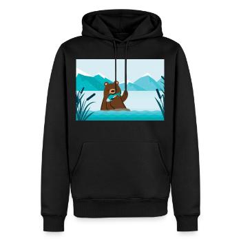 Le grizzly - Sweat à capuche Premium bio Homme - noir - Devant - Nico (187cm)