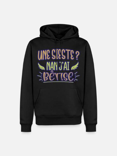 Une sieste ? Nan j'ai bêtise humour bébé naissance - Sweat à capuche Premium bio Homme - noir