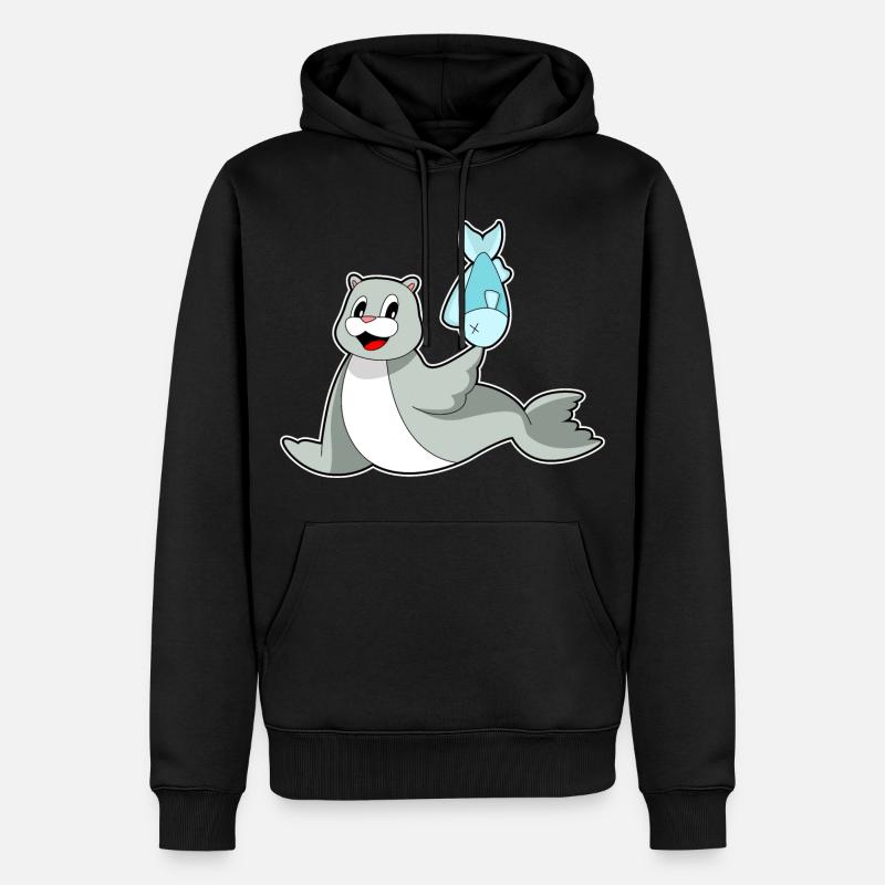 Poisson phoque - Sweat à capuche Premium bio Homme - noir
