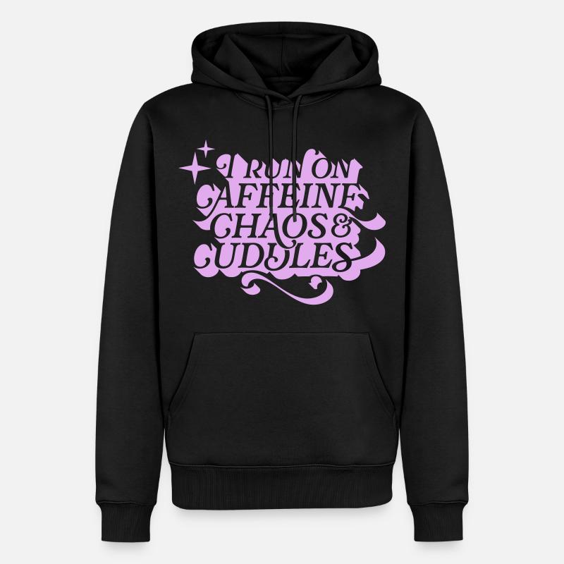 Caffeine Chaos Cuddles – Power Mode On - Männer Premium Bio Hoodie - Schwarz