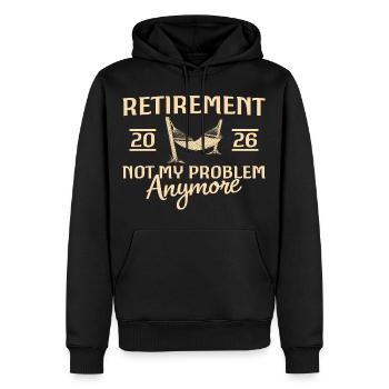 Pension 2026 Hamac - Retraité - Sweat à capuche Premium bio Homme - noir - Devant - Nico (187cm)