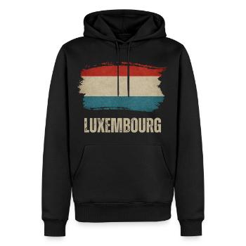 Drapeau du Luxembourg, j’adore le Luxembourg - Sweat à capuche Premium bio Homme - noir - Devant - Nico (187cm)