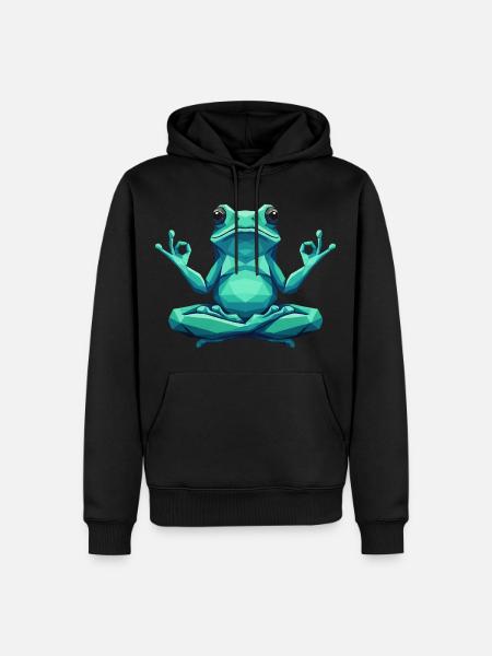 Yoga Frosch - Männer Premium Bio Hoodie - Schwarz
