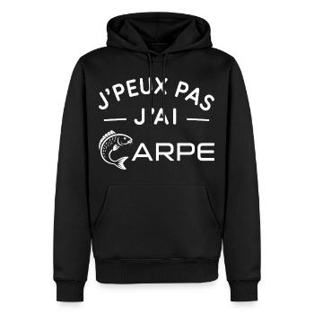 Carpe Humour Cadeau Passionné de Pêche - Sweat à capuche Premium bio Homme - noir - Devant - Nico (187cm)