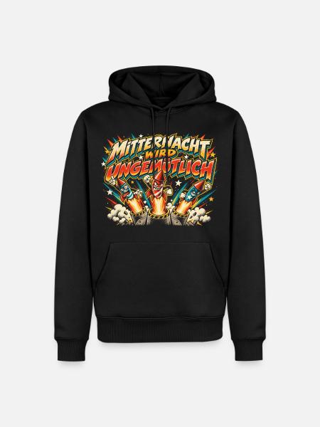 Mitternacht wird ungemütlich - Männer Premium Bio Hoodie - Schwarz