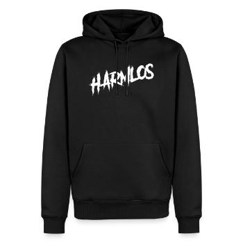 Harmlos Wikinger Biker Metal Bodybuilder - Männer Premium Bio Hoodie - Schwarz - Vorne - Nico (187cm)
