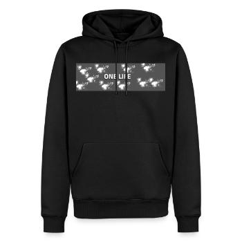 ONE LIFE - Sweat à capuche Premium bio Homme - noir - Devant - Nico (187cm)