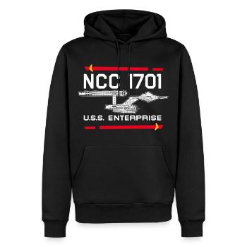 Star Trek The Original Series Raumschiff NCC-1701 - Männer Premium Bio Hoodie - Schwarz - Vorne - Nico (187cm)