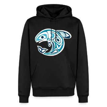 Wal - Männer Premium Bio Hoodie - Schwarz - Vorne - Nico (187cm)