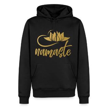 Namaste Yoga Lotusblüte Geist Joga Bewusstsein - Männer Premium Bio Hoodie - Schwarz - Vorne - Nico (187cm)