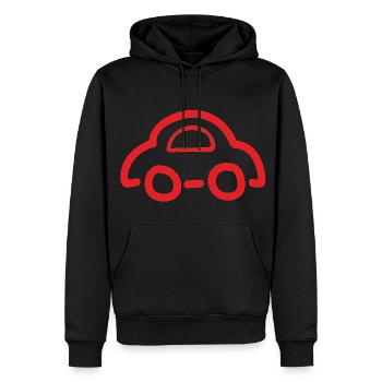Aufdruck von einem roten Auto - Männer Premium Bio Hoodie - Schwarz - Vorne - Nico (187cm)