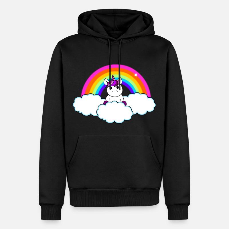 Regenbogen Einhorn - Männer Premium Bio Hoodie - Schwarz