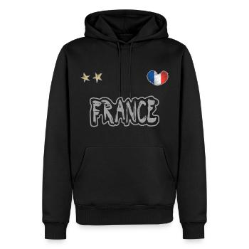 Maillot de football France Drapeau français - Sweat à capuche Premium bio Homme - noir - Devant - Nico (187cm)