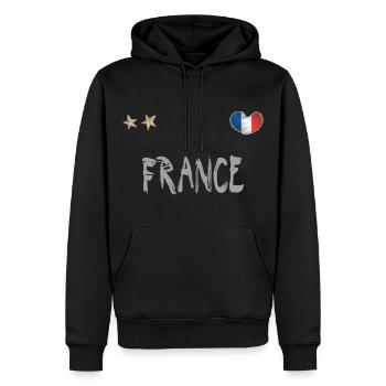 Maillot de football France Drapeau français - Sweat à capuche Premium bio Homme - noir - Devant - Nico (187cm)