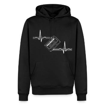 Cassette Heartbeat Heavy Metal Mix Retro Vintage - Men’s Premium Organic Hoodie - black - Front - Nico (187cm)