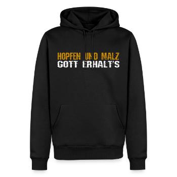 Hopfen und Malz, Gott erhalt's. Spruch Lustig Bier - Männer Premium Bio Hoodie - Schwarz - Vorne - Nico (187cm)