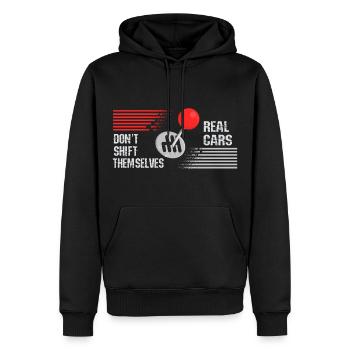 Echte Autos schalten nicht von selbst - Männer Premium Bio Hoodie - Schwarz - Vorne - Nico (187cm)