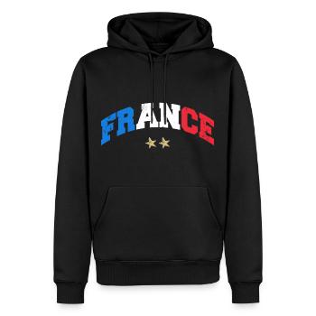 Maillot de football France Drapeau français - Sweat à capuche Premium bio Homme - noir - Devant - Nico (187cm)
