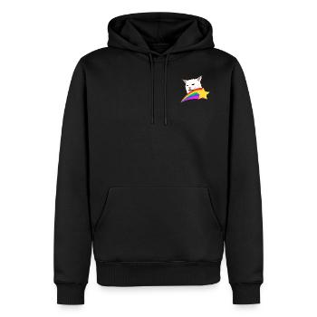 Regenbogenkatze - Männer Premium Bio Hoodie - Schwarz - Vorne - Nico (187cm)