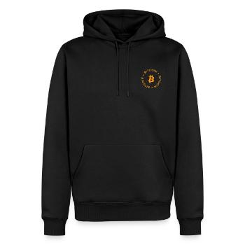 Bitcoin BTC - Minimalist Crypto Design - Men’s Premium Organic Hoodie - black - Front - Nico (187cm)