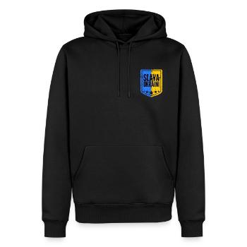 Ukraine Slava Ukraini Wappen - Männer Premium Bio Hoodie - Schwarz - Vorne - Nico (187cm)