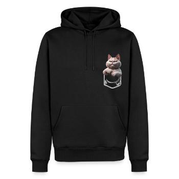Chat à l’air diabolique dans la poche de poitrine - Sweat à capuche Premium bio Homme - noir - Devant - Nico (187cm)